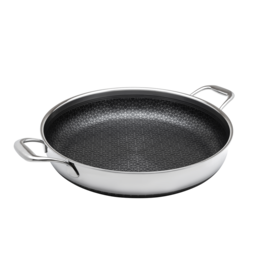 Livwell Brands - DiamondClad™ 14" Hybrid Nonstick Stainless Steel Everything Pan, Dishwasher Safe, PFOA-free – Silver/Black - Black/Silver