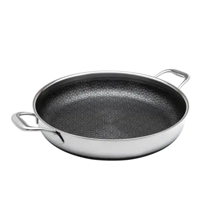 Front. Livwell - DiamondClad™ 14" Hybrid Nonstick Stainless Steel Everything Pan, Dishwasher Safe, PFOA-free – Silver/Black - Black/Silver.