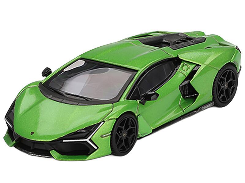 Alt View 1. True Scale Miniatures - Lamborghini Revuelto Verde Selvans Green Metallic Limited Edition 1/64 Diecast Model Car by Mini GT.