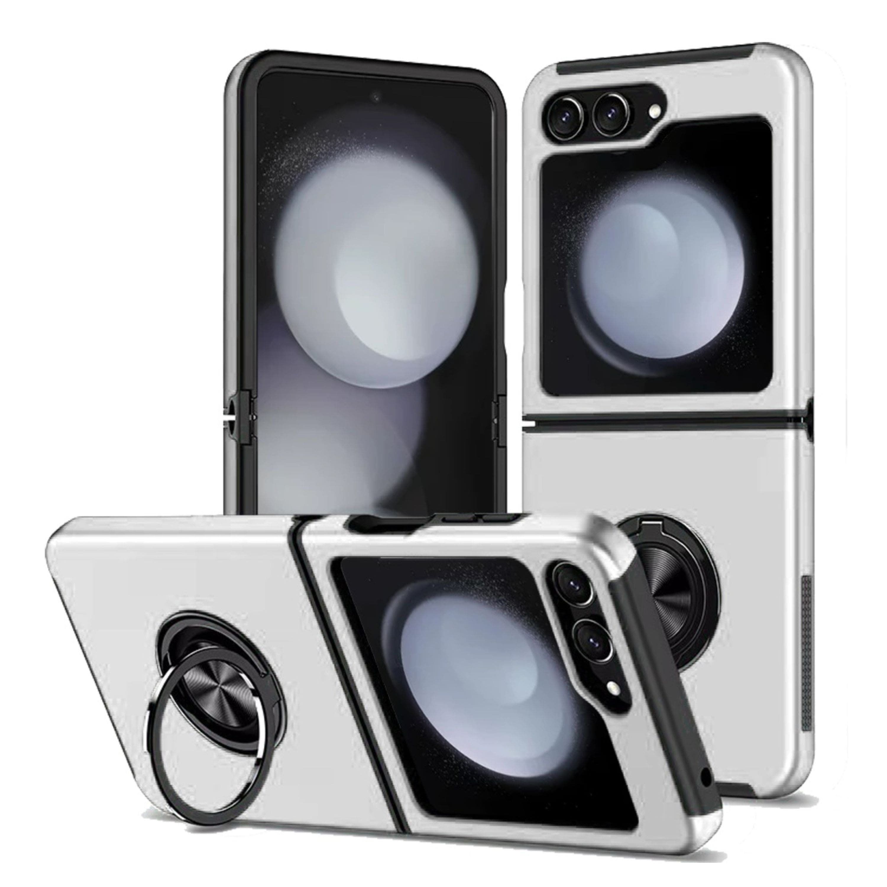 Kitcheniva - Rubberized Matte Magnetic Ring Stand Phone Case For Samsung Galaxy Z Flip 6 - Silver price history on PriceWatchPro