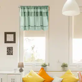 Unique Bargains - Ruffle Valance Curtain, 17.7x39 in, Pleated Rustic Half Light Filtering Rod Pocket for Bathroom Bedroom, 1 Panel - Green