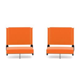 Emma + Oliver - Set of 2 500 lb. Rated Lightweight Stadium Chair with Ultra-Padded Seat - Orange