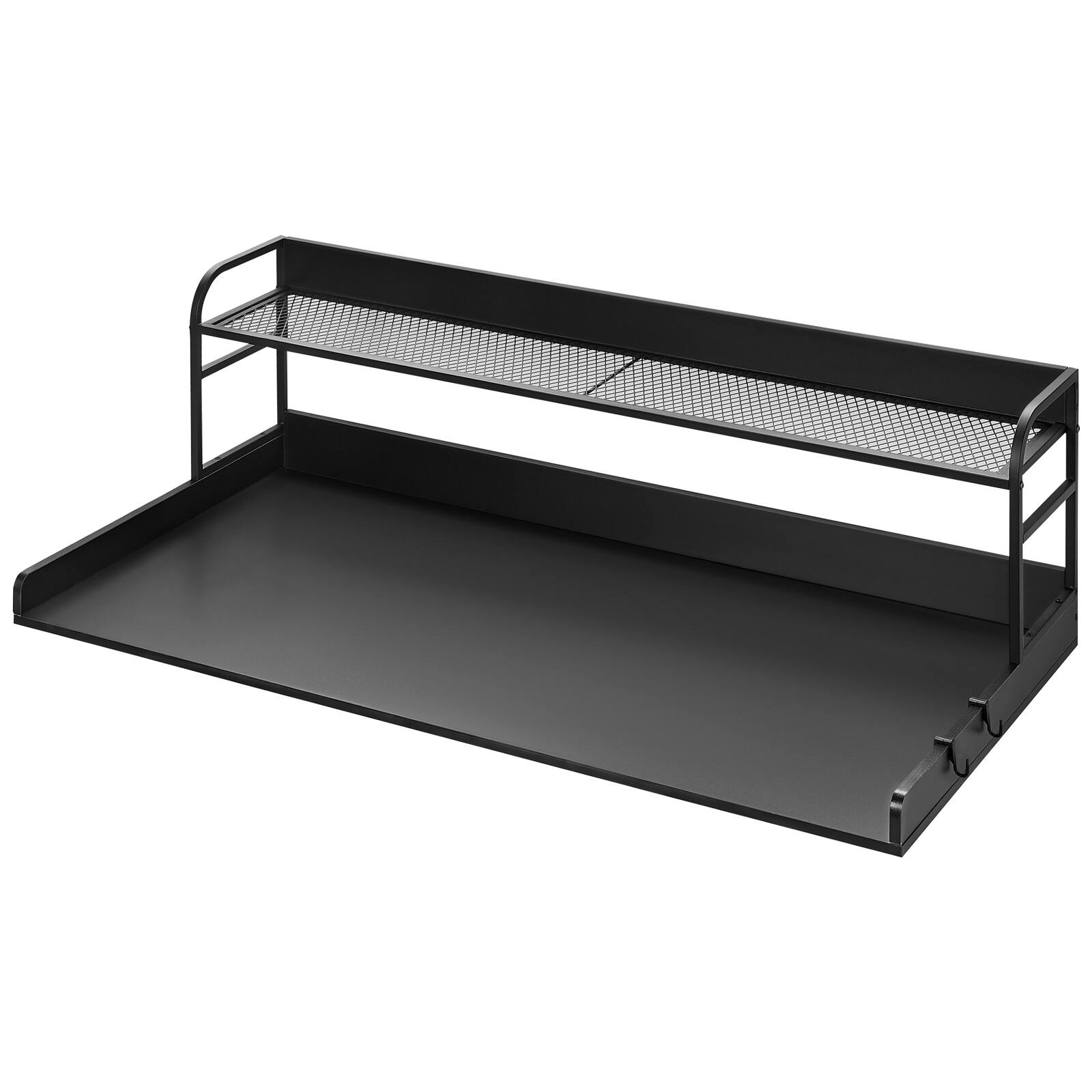 Alt View 5. VEVOR - Washer Dryer Countertop with 2-Tier Shelf, 54" x 27" Wooden Washer and Dryer Countertop with Anti-Slip Pads - Black.