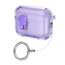 Dteck - Hard Earphone Case for AirPods Pro 3rd Gen (2025),Shockproof Earbuds Case,Slim Safety Lock Cover with Metal Ring Buckle - Purple