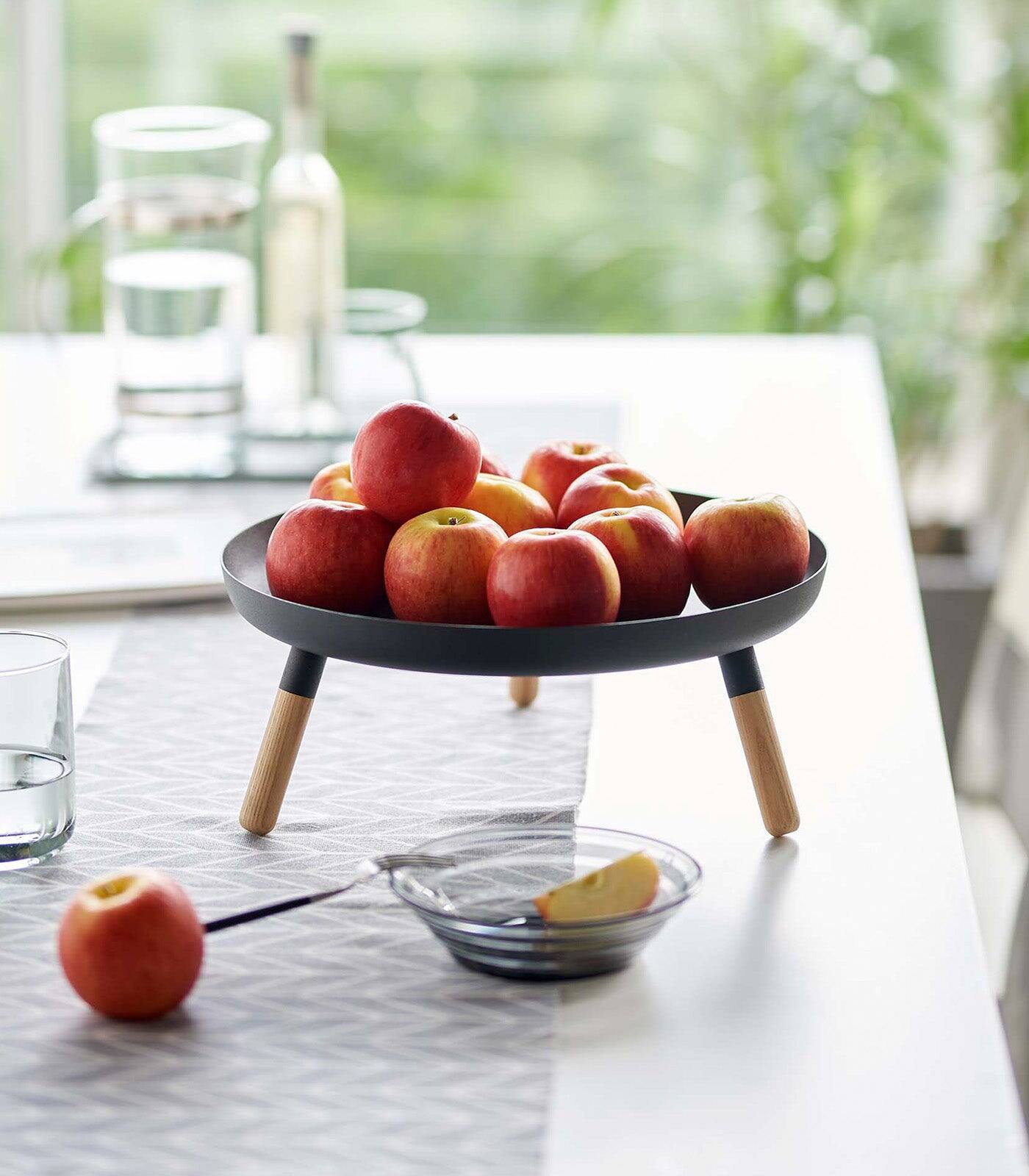 Alt View 7. Yamazaki Home - Countertop Pedestal Tray (5" H)  - Steel + Wood - White.