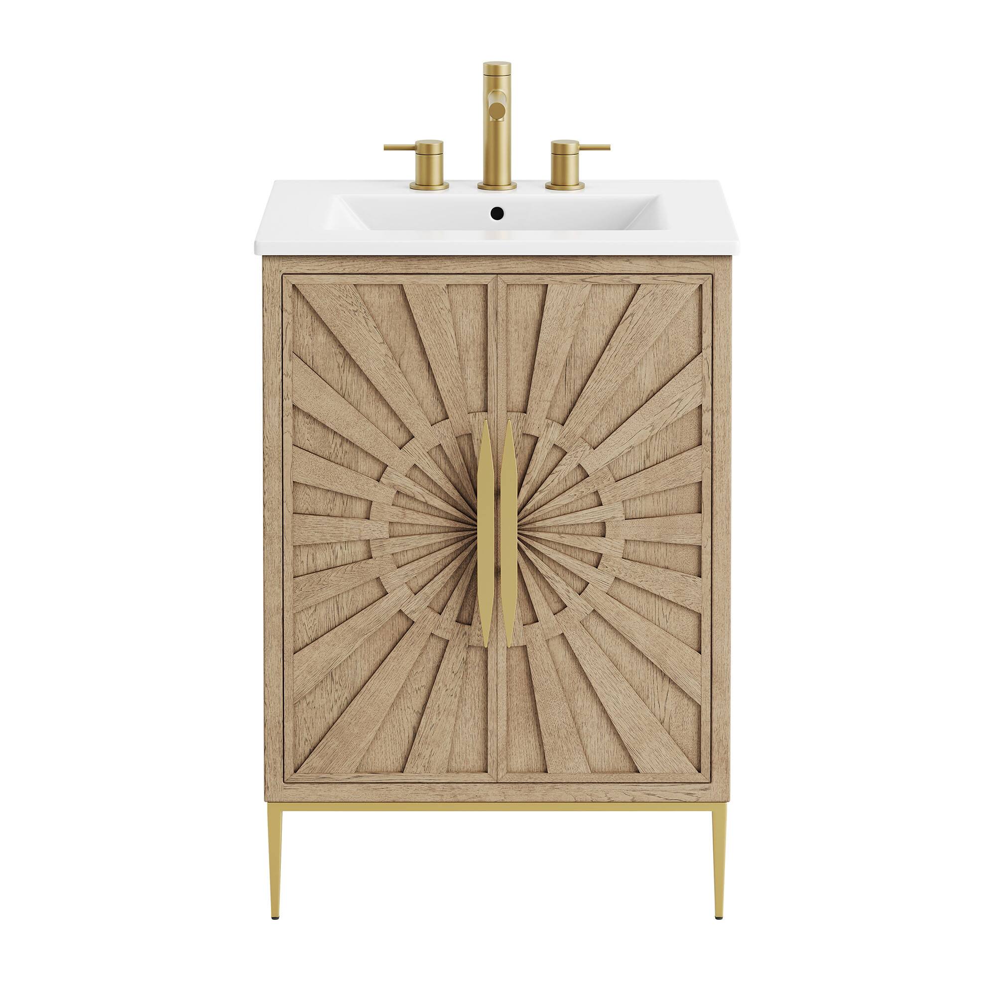 Alt View 4. Modway - Awaken 24" Bathroom Vanity by Modway - Oak White.