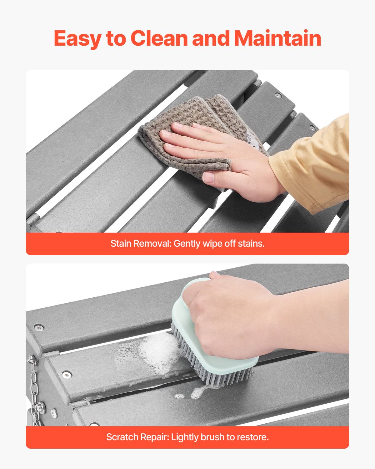 Easy to Clean and Maintain

Stain Removal: Gently wipe off stains.

Scratch Repair: Lightly brush to restore.