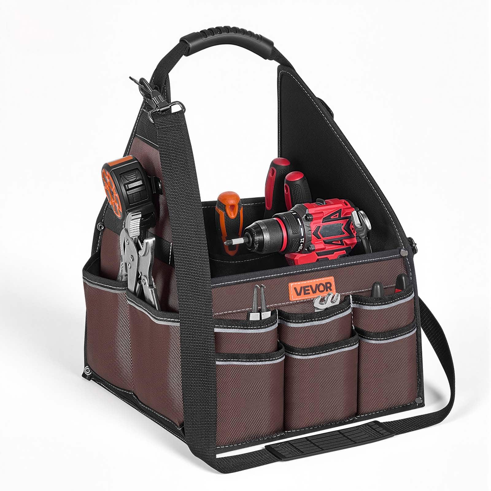 VEVOR - Tool Bag, 13 Inch, 45-Pocket Open Top Tool Tote, Electrical Maintenance Toolbox Organizer Storage with Handle - Black;Brown price history on PriceWatchPro
