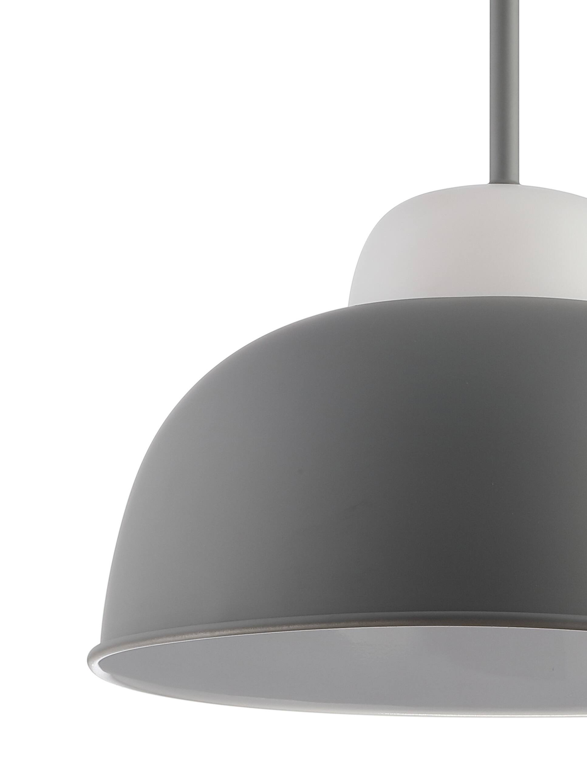 Alt View 3. Jonathan Y - Simon 12" Adjustable Metal/Glass LED Pendant, Gray - Gray/White.