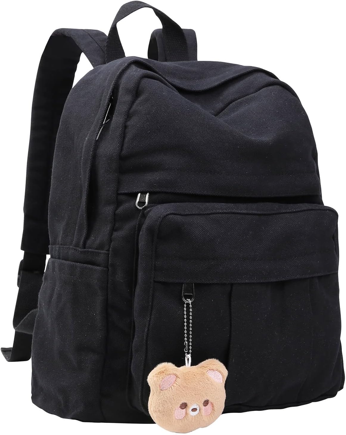 Front. Vulpecula Spade - Medium Canvas Laptop Backpack for Women Vintage Travel Backpack, Black - Black.