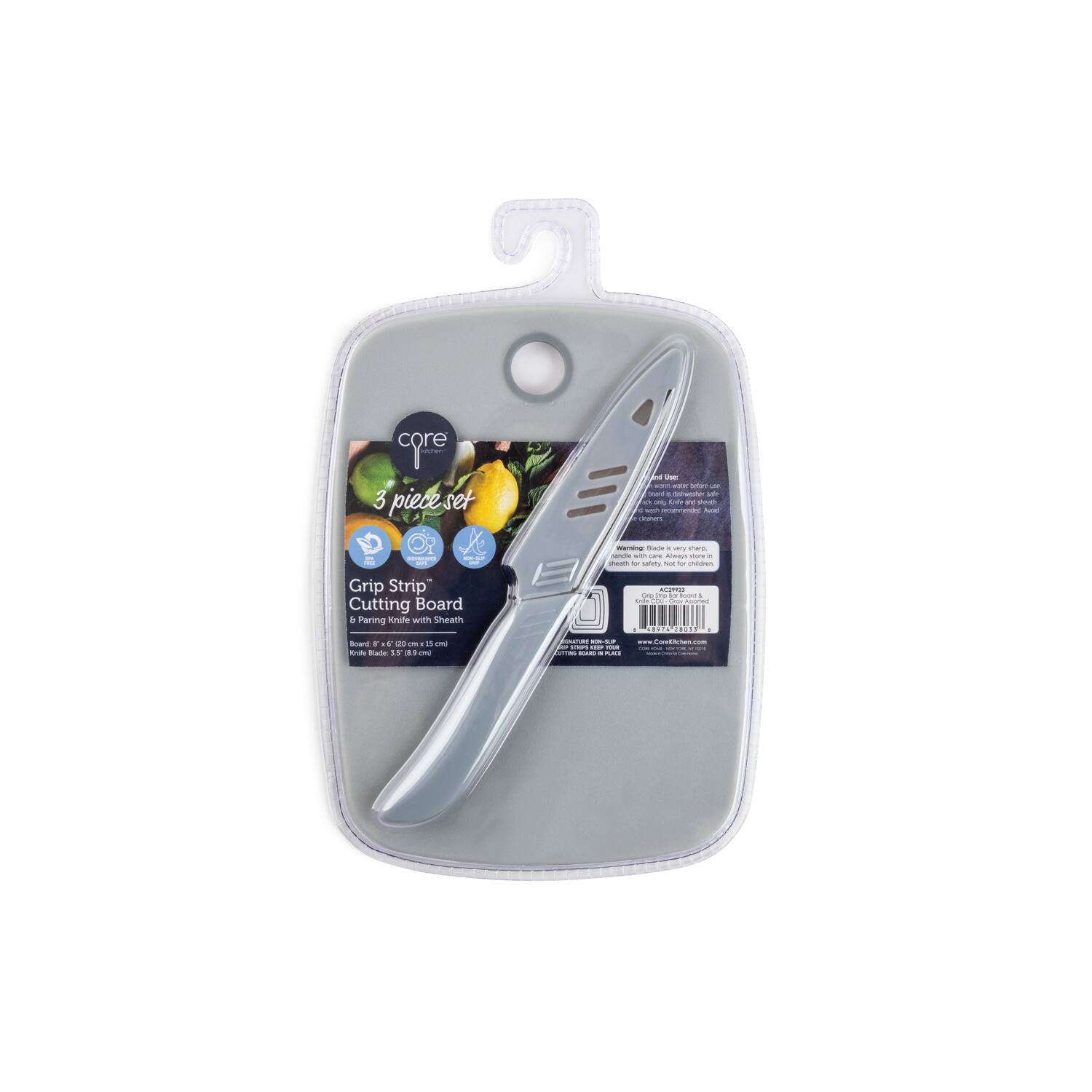 core 3 piece set

nd DE wook oniors on briend dishwasher safe de 30g Kofe N Shan - NO recommended Autod creaners

- 201952 - 4.5K - - - Grip Strip" Cutting Board & Paring Knife with Sheath

starning - 6 very thero andia 200 Lare. Always store a  by safety Not by children ACID 2620 11 book - the - g Assoried - 16976 28:17 -

Board  6 20 on 25 eni evite Made: 55  onl

CORATURE NON-GLIP to CHIPS SEAP RUO CUTTRO CHACK . PLAY

... Communchen.com com - ONE OR - -