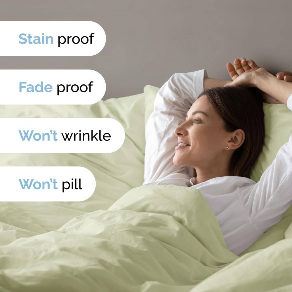 Stain proof  
Fade proof  
Won't wrinkle  
Won't pill