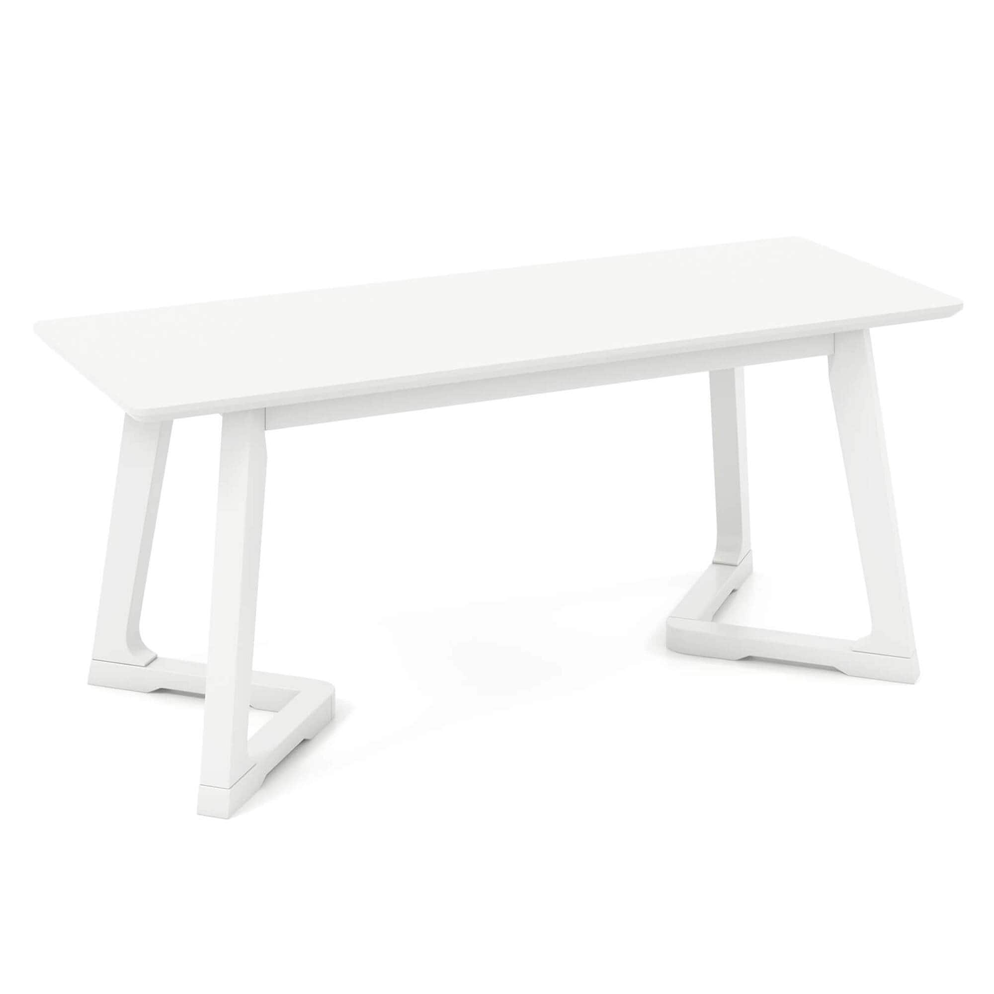 Front. Costway - 1 PCS 42" Modern Entryway Bench with Rubber Wood Legs Smooth Seating Area Easy Assembly - White.