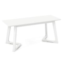 Costway - 1 PCS 42" Modern Entryway Bench with Rubber Wood Legs Smooth Seating Area Easy Assembly - White