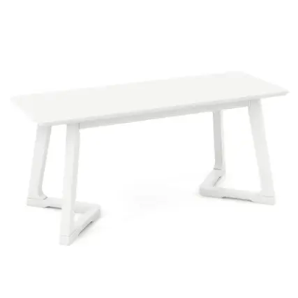 Front. Costway - 1 PCS 42" Modern Entryway Bench with Rubber Wood Legs Smooth Seating Area Easy Assembly - White.