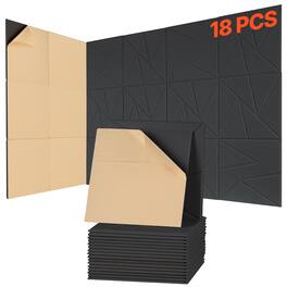 VEVOR - 18 Pack Acoustic Panels with Self Adhesive, 11.8 x 11.8 x 0.4 inch Sound Proof Foam Panels, Polyester Fiber Soundproof - Black