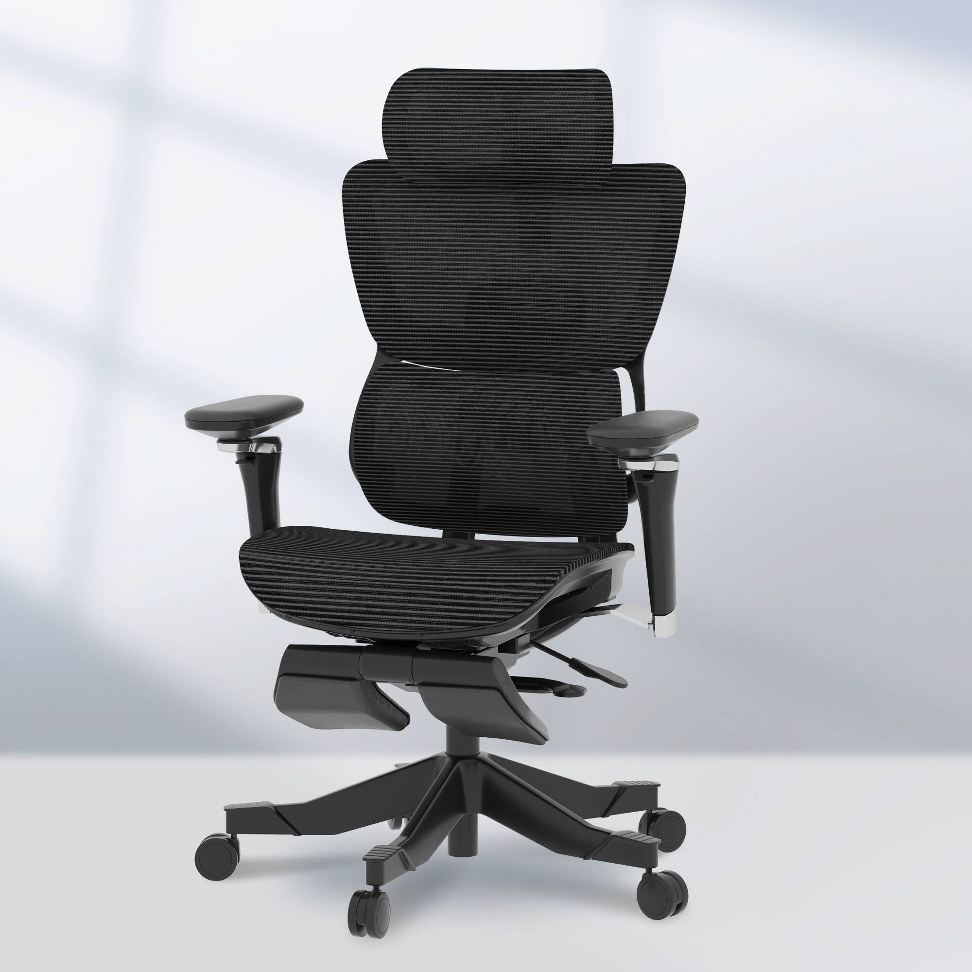 Left. FlexiSpot - C7 Max Premium Ergonomic Mesh Seat Office Chair with Retractable Footrest - Black.