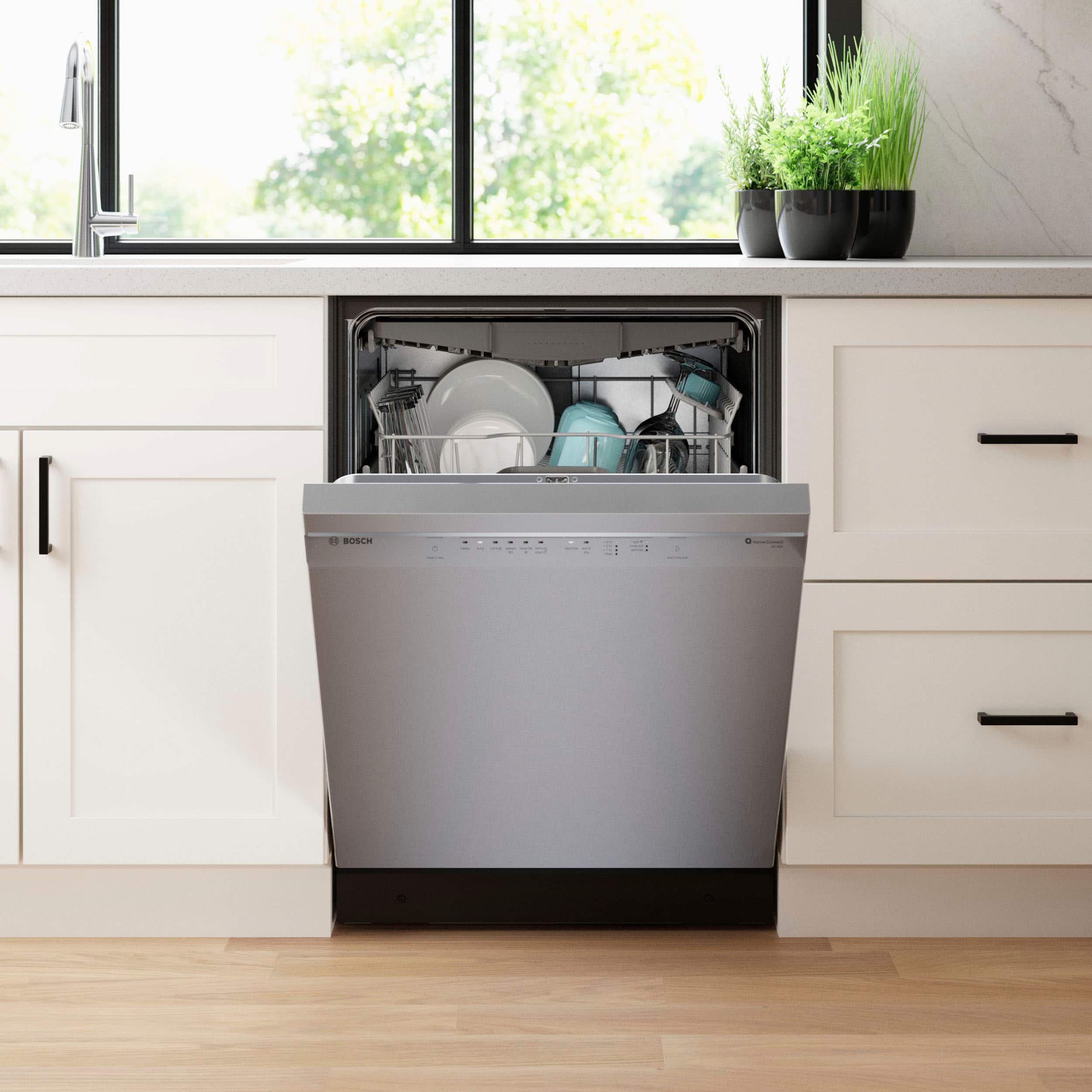 Alt View 28. Bosch - 300 Series 24" Front Control Smart Built-In Stainless Steel Tub Dishwasher with 3rd Rack and AquaStop Plus, 46 dBA - Stainless Steel.