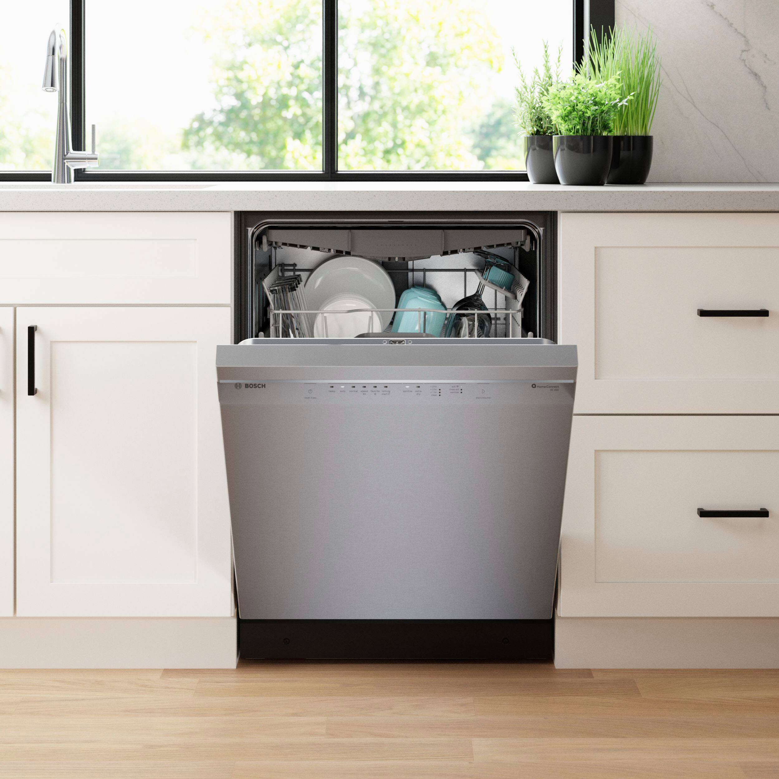 Alt View 28. Bosch - 300 Series 24" Front Control Smart Built-In Stainless Steel Tub Dishwasher with 3rd Rack and AquaStop Plus, 46 dBA - Stainless Steel.