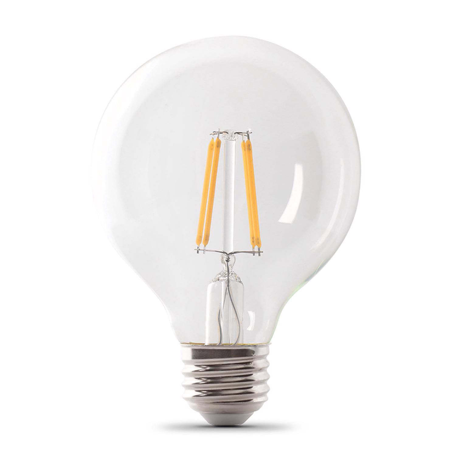 Angle. FEIT ELECTRIC - Feit Enhance G25 E26 (Medium) Filament LED Bulb Soft White 60 Watt Equivalence 1 pk.