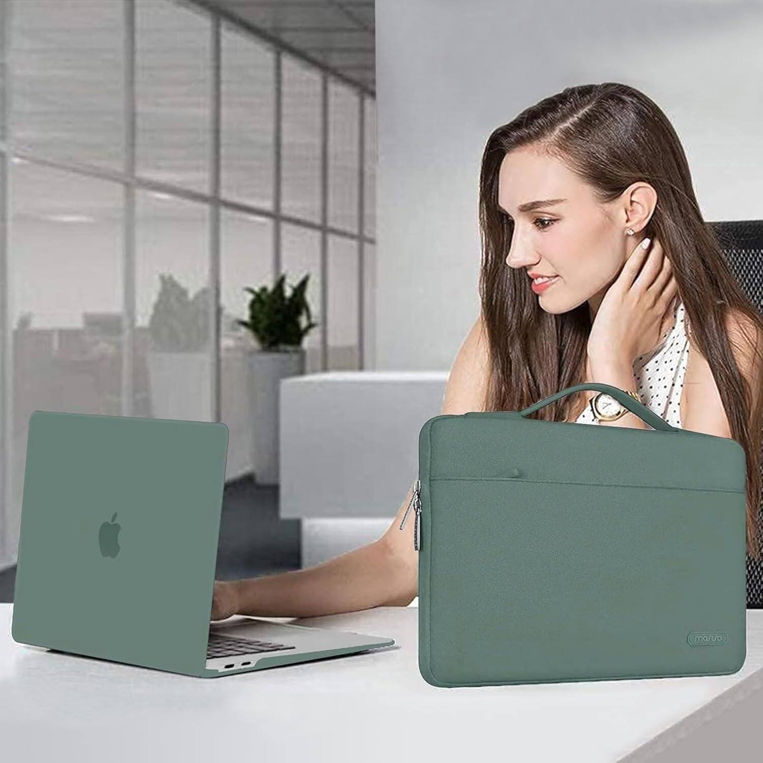 Alt View 3. mosiso - 5-in-1 MacBook Air 13 Case and Sleeve Kit A2337/A2179/A1932 - Emerald Green.