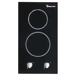 Magic Chef - 12 in. Radiant Electric Ceramic Glass Cooktop with 2 Burner Elements Including Dual Radiant Burner - Black