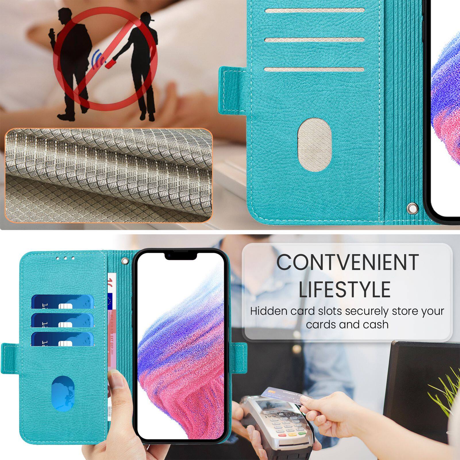 CONVENIENT LIFESTYLE  
Hidden card slots securely store your cards and cash