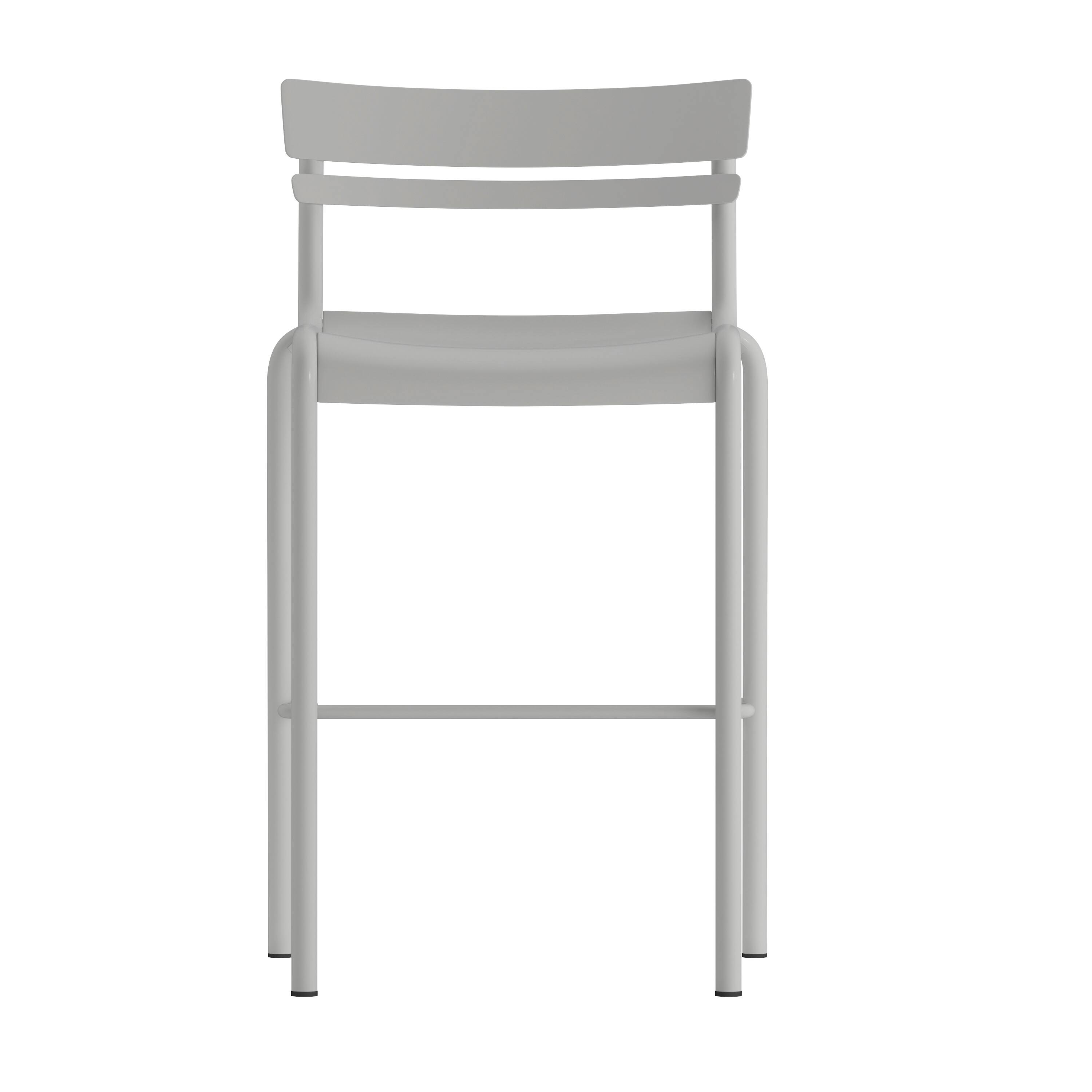 Angle. Flash Furniture - Nash Commercial Grade Silver Metal Indoor-Outdoor Bar Height Stool with 2 Slats - Gray.