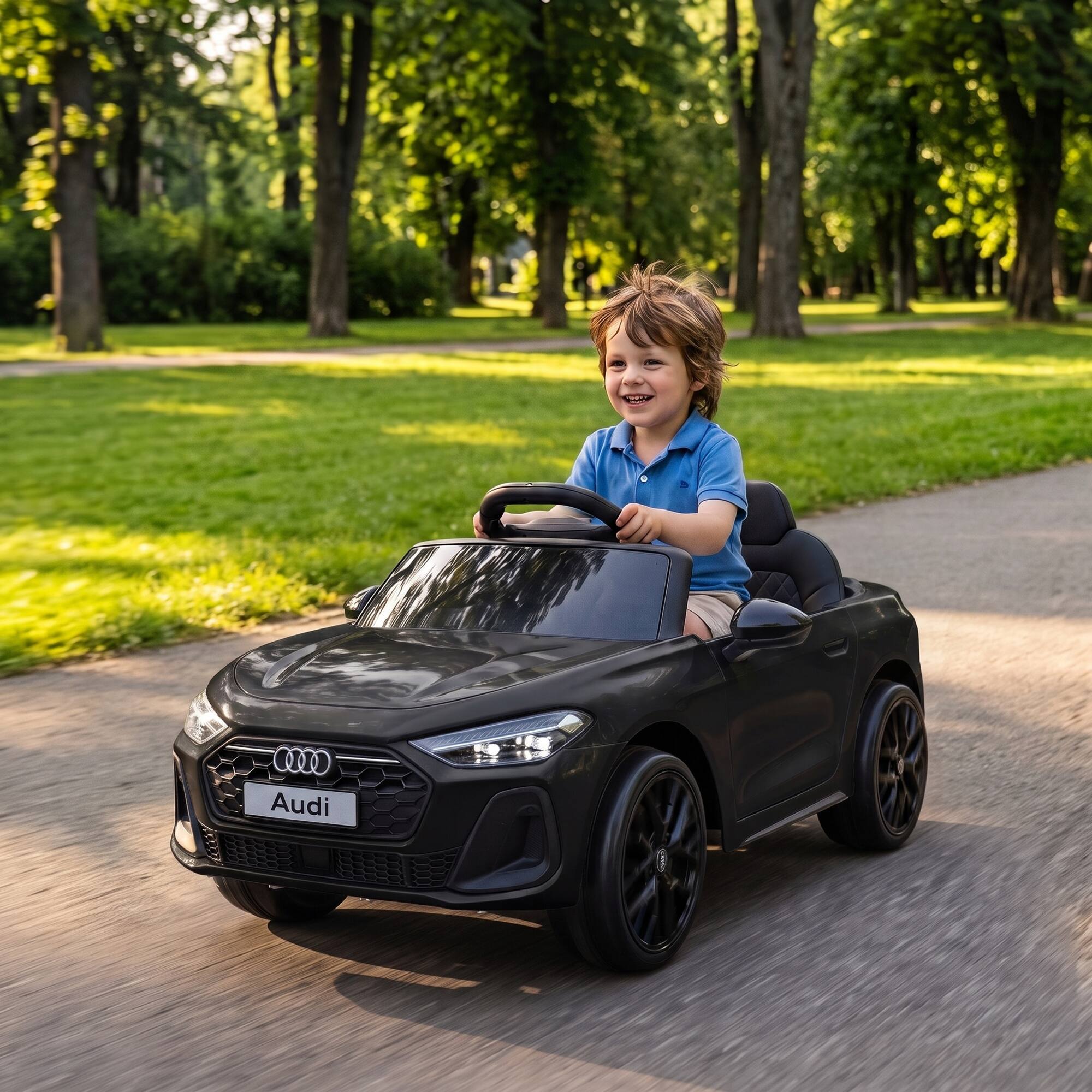 Alt View 1. Qaba - A5L Licensed Electric Ride on Car for Kids 3-6 with Remote Control Dual Motors 4-Wheel Suspension Music - Black.