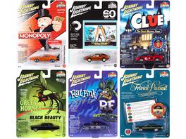 Pop Culture 2022 Set of 6 Cars Release 1 1/64 Diecast Model Cars by Johnny Lightning - Multicolor