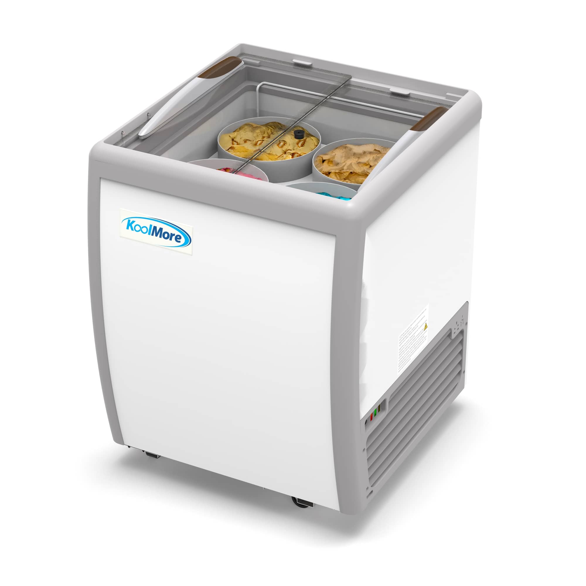 Koolmore - 26 in. 4 Tub Ice Cream Dipping Cabinet Display Freezer with Sliding Glass Door, 6 cu. ft. KM-ICD-26SD - White