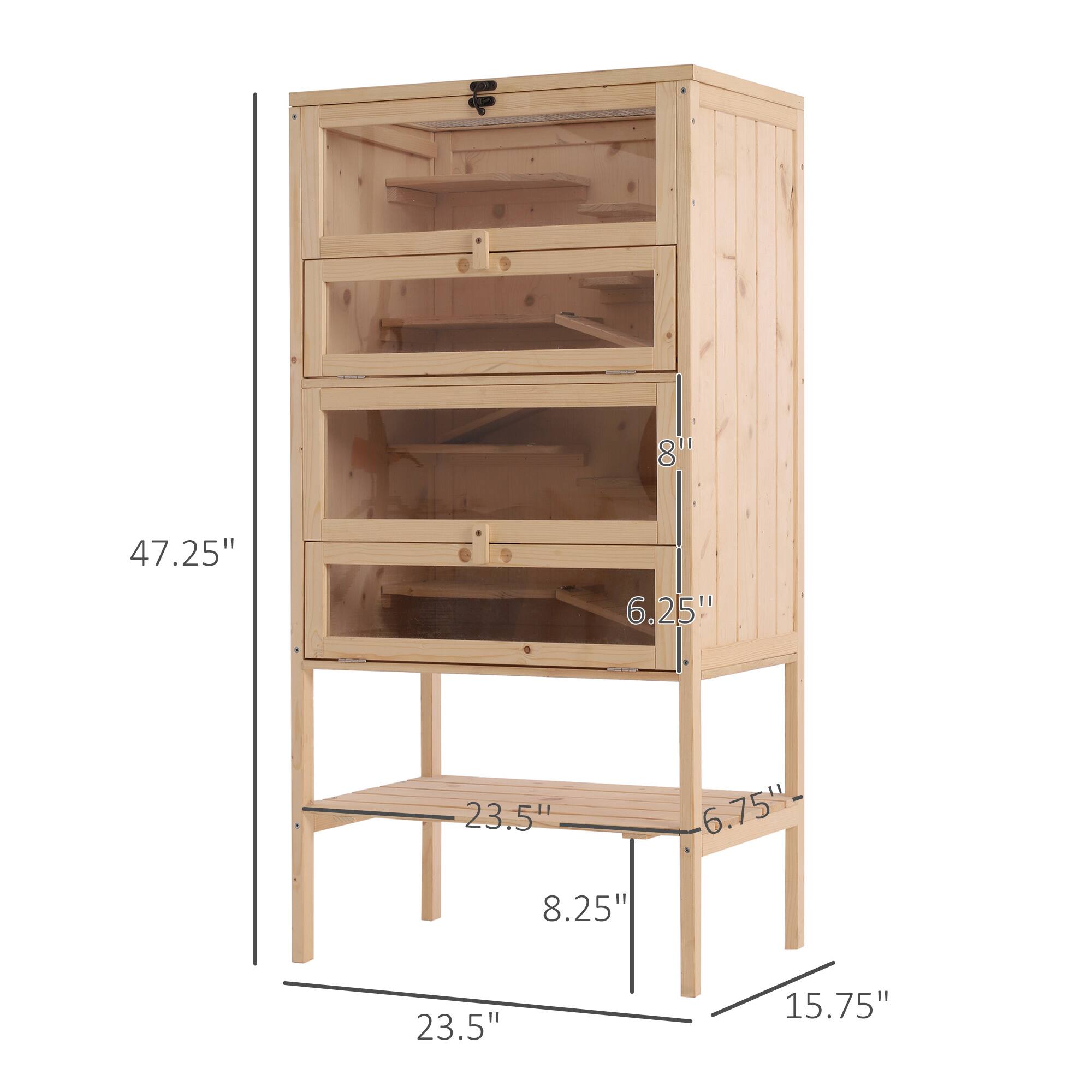- Height: 47.25"
- Width: 23.5"
- Depth: 15.75"
- Shelf 1: 8"
- Shelf 2: 6.25"
- Shelf 3: 6.75"
- Shelf 4: 8.25"