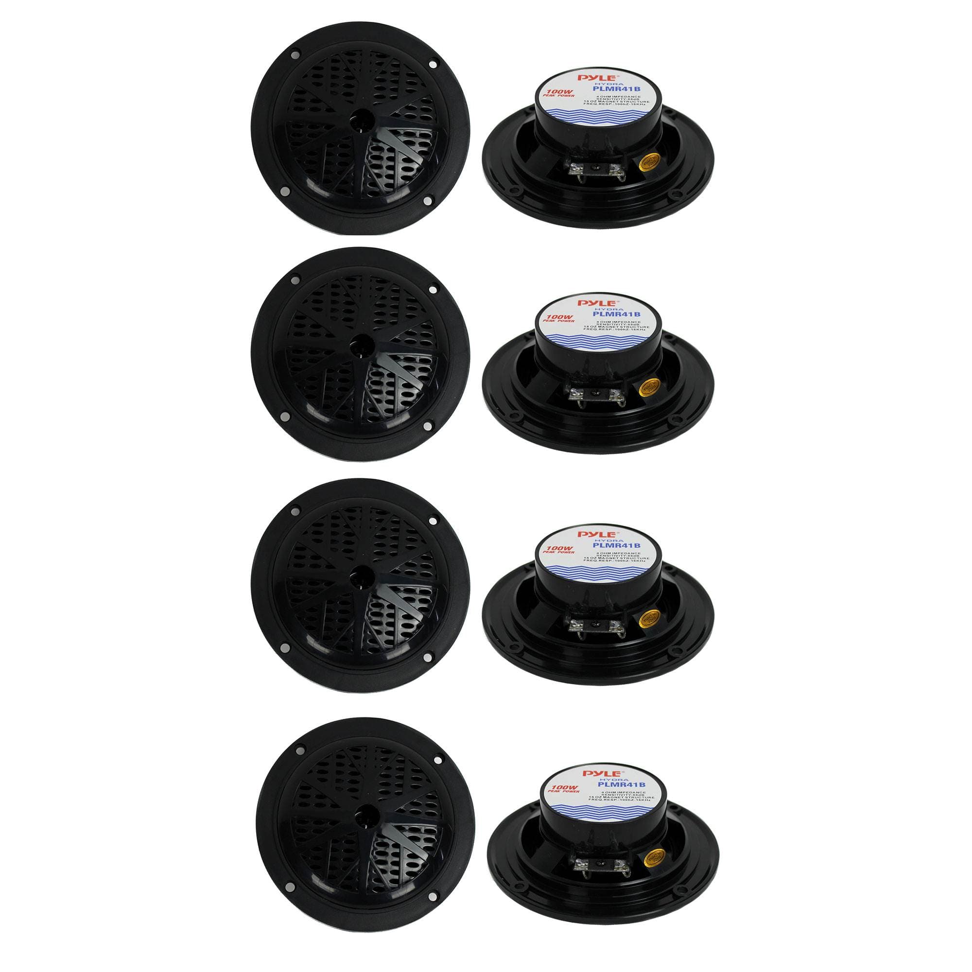 Pyle - PLMR41B 4" 100W Dual Cone Waterproof Marine Boat Stereo Speakers (4 Pair)
