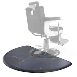 Winado - 3' x 5' x 5/8" Anti Fatigue Semicircular Salon Chair Mat with Round Cutout & Beveled Edge for Barbershop Beauty and Spa - Blue Marble
