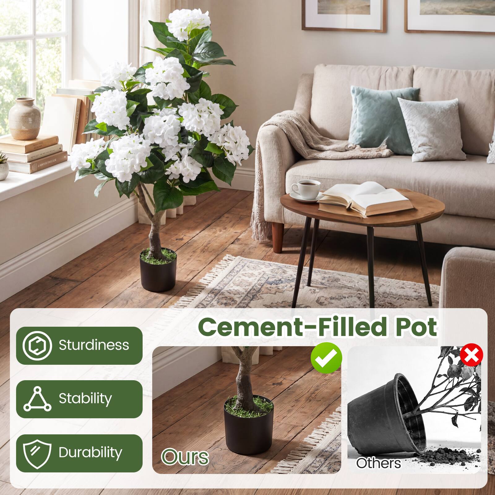 Cement-Filled Pot

Sturdiness
Stability
Durability

Ours

Others