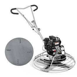VEVOR - Power Trowel, 38 inch Concrete Finishing Machine with Float Pan, 7HP Kohler Engine, 4 Blades, Adjustable Pitch - Black;Silver