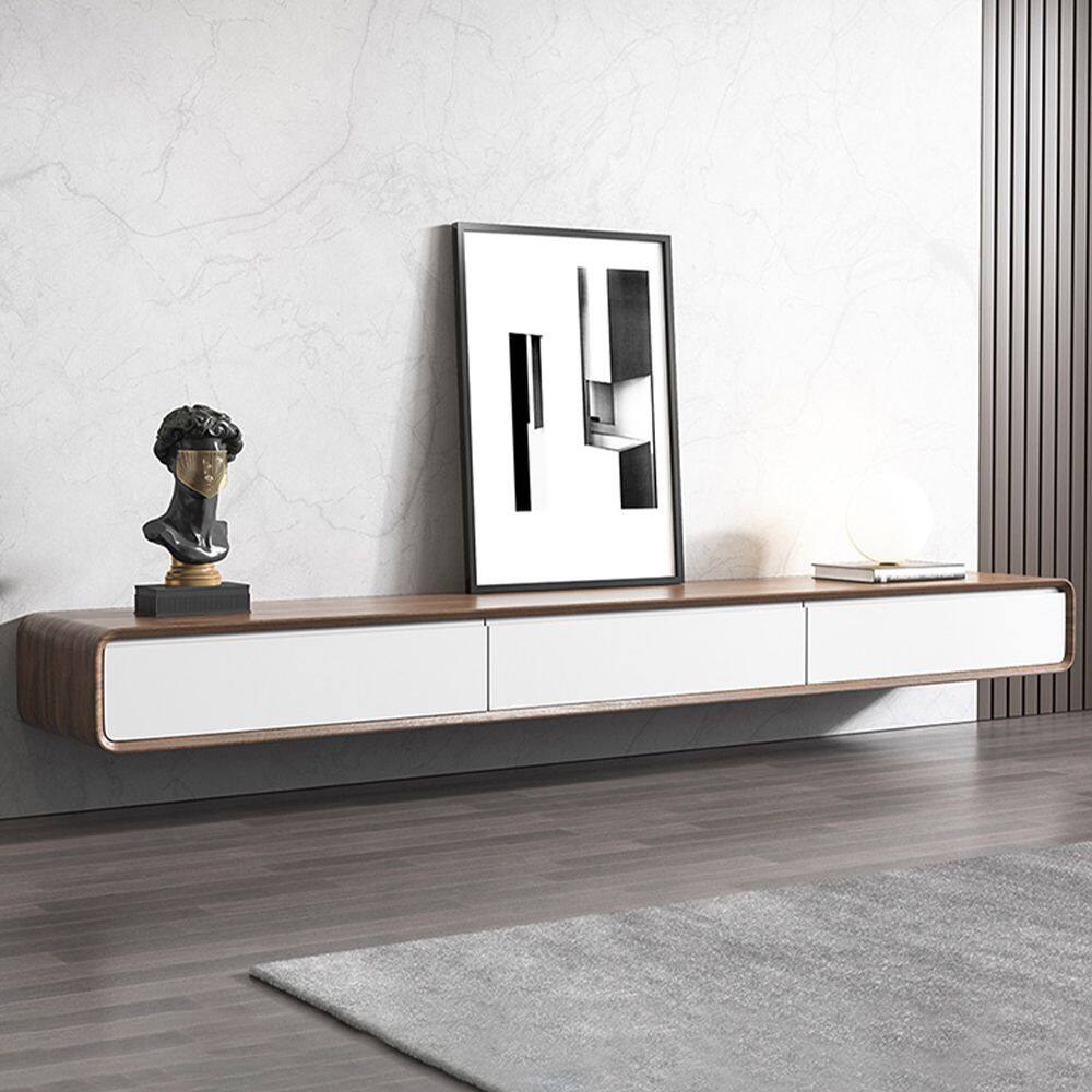 POVISON - Floating TV Stand - White & Brown