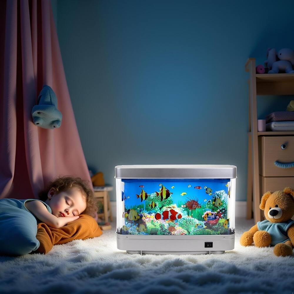 Back. Schertz - LED Artificial Aquarium Lamp with Moving Marine Life, Relaxing Night Light.