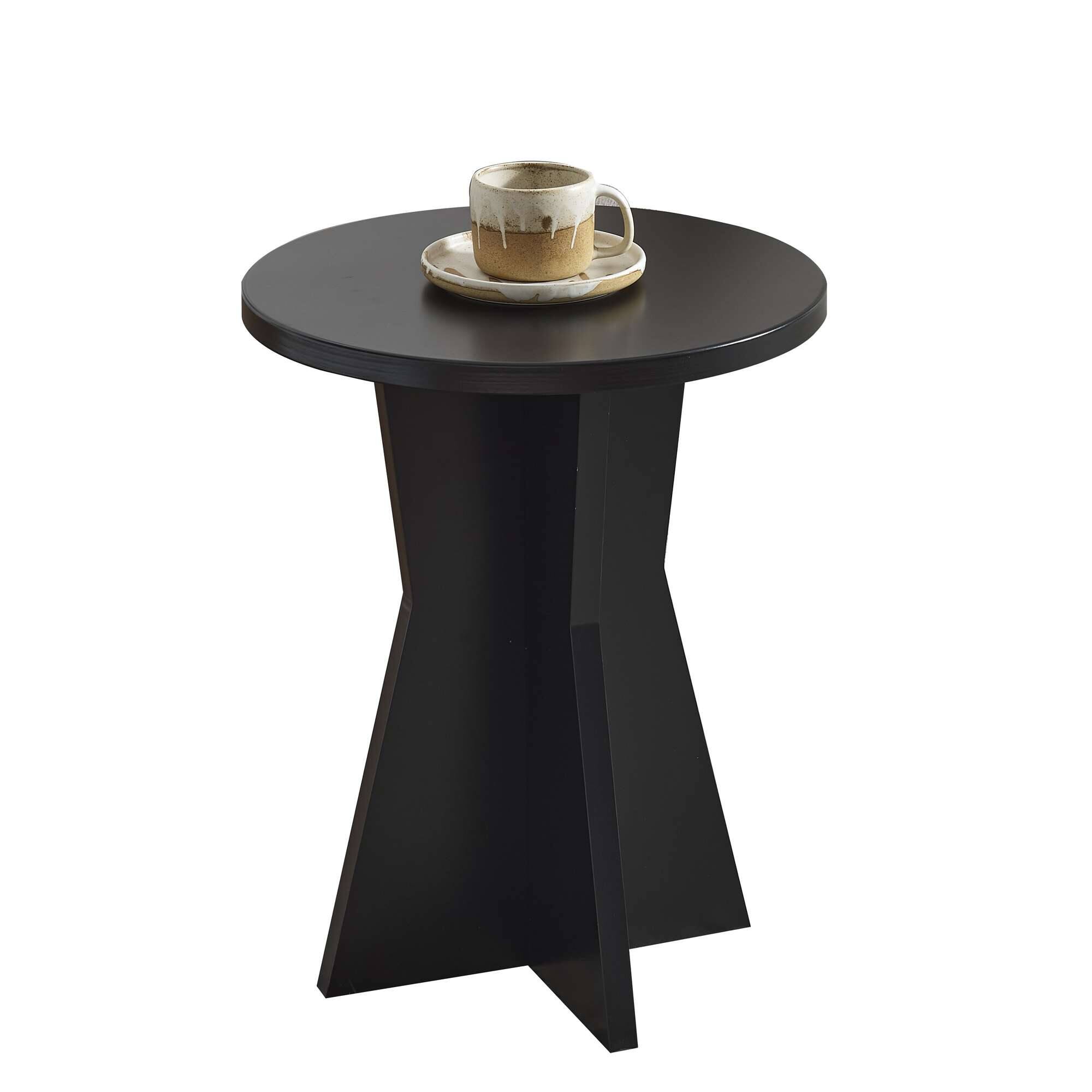 Angle. Kings Brand Furniture - Kings Brand Furniture Round Side Table, Modern Pedestal Base Accent Table for Living Room, Bedroom, Bedside, Office - Black.