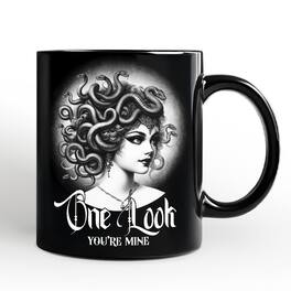 OrnamentallyYou - Medusa Spooky Portrait Mug Horror Villain Theme Halloween Gift - Black