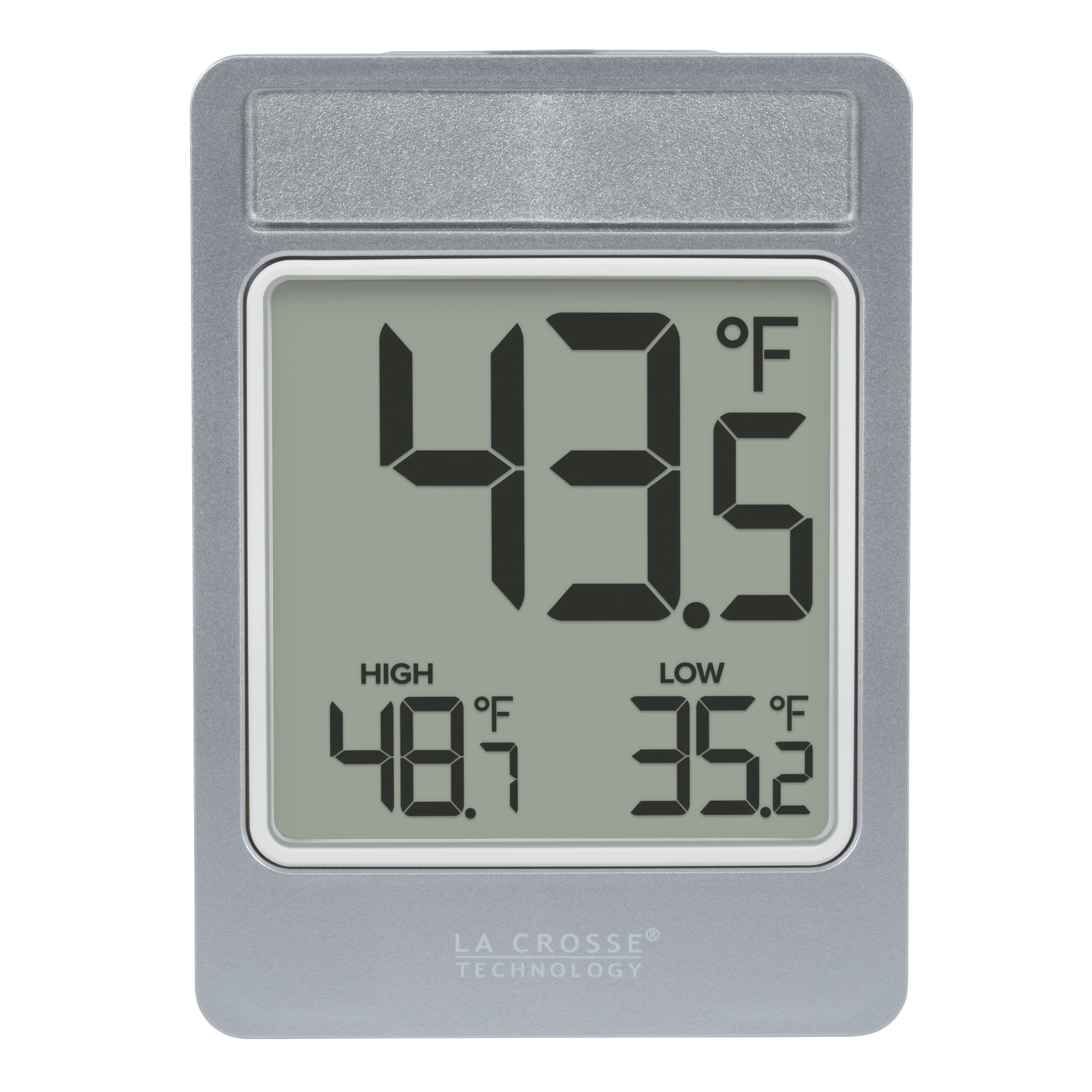 La Crosse Technology - Digital Window Battery Operated Thermometer with Daily Records - Metallic Silver/White