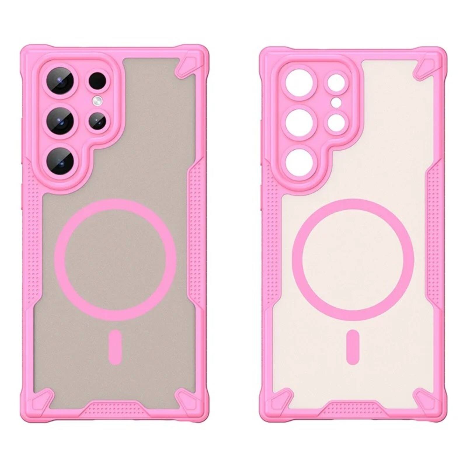 Angle. UUCOVER - Magnetic Case for Samsung Galaxy S25 Ultra, Compatible with Mag Safe Shockproof TPU+PC Case Matte Translucent Back Cover - Pink.