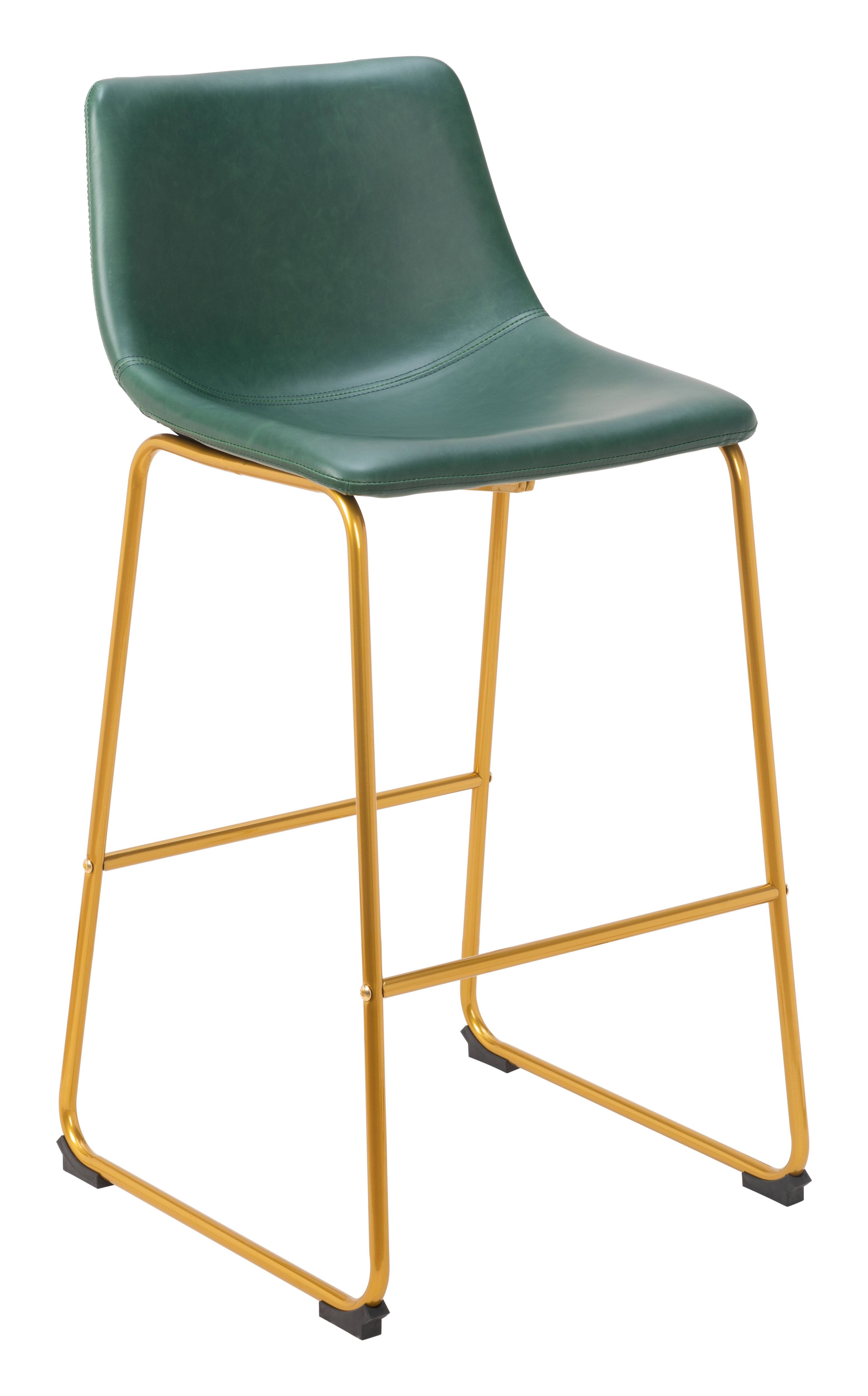 Front. Hivvago - Augusta Barstool (Set of 2) Green & Gold - Green & Gold.