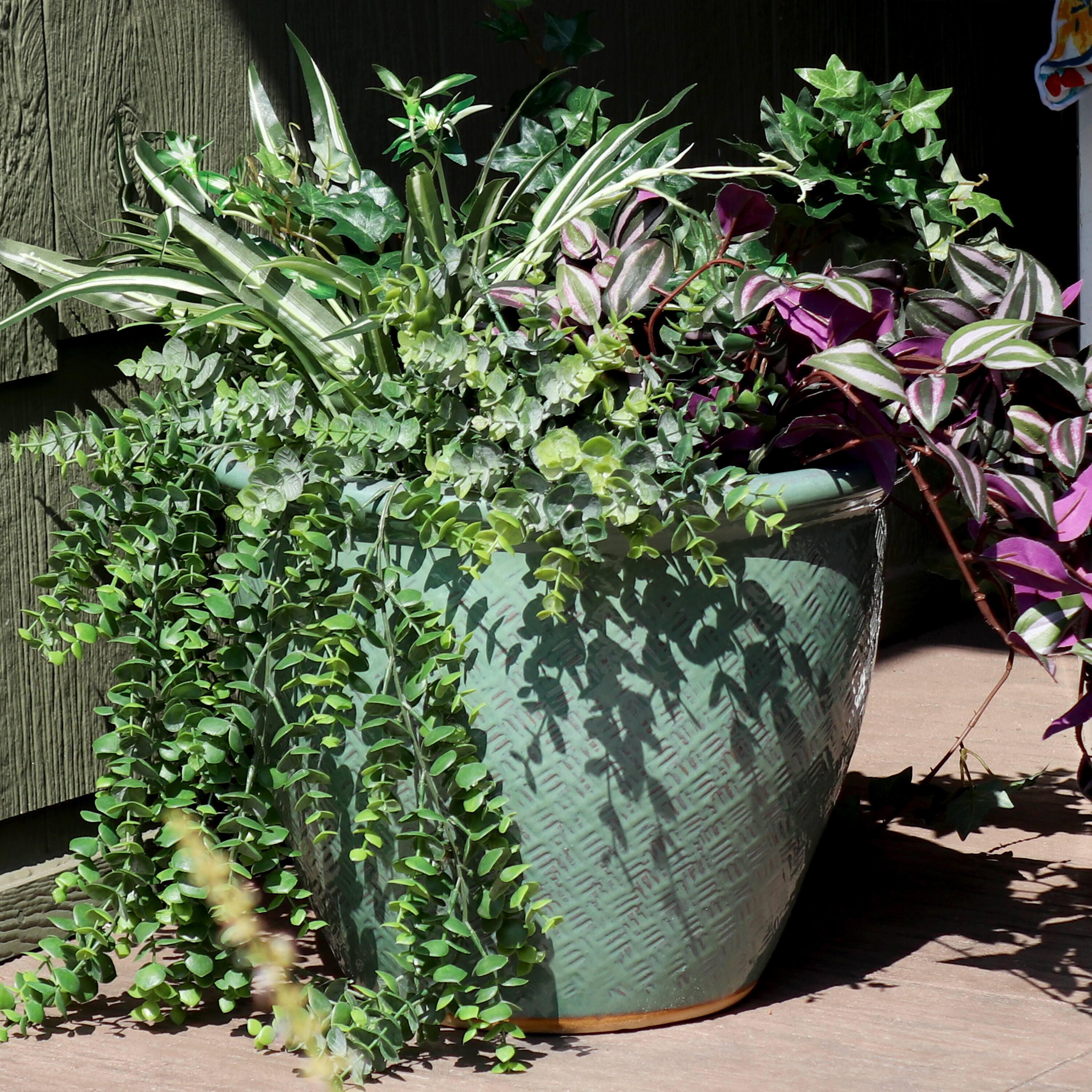 Alt View 1. Sunnydaze - 15 in Ocean Villa High-Fired Glazed Ceramic Planter - Seaside Dreams.