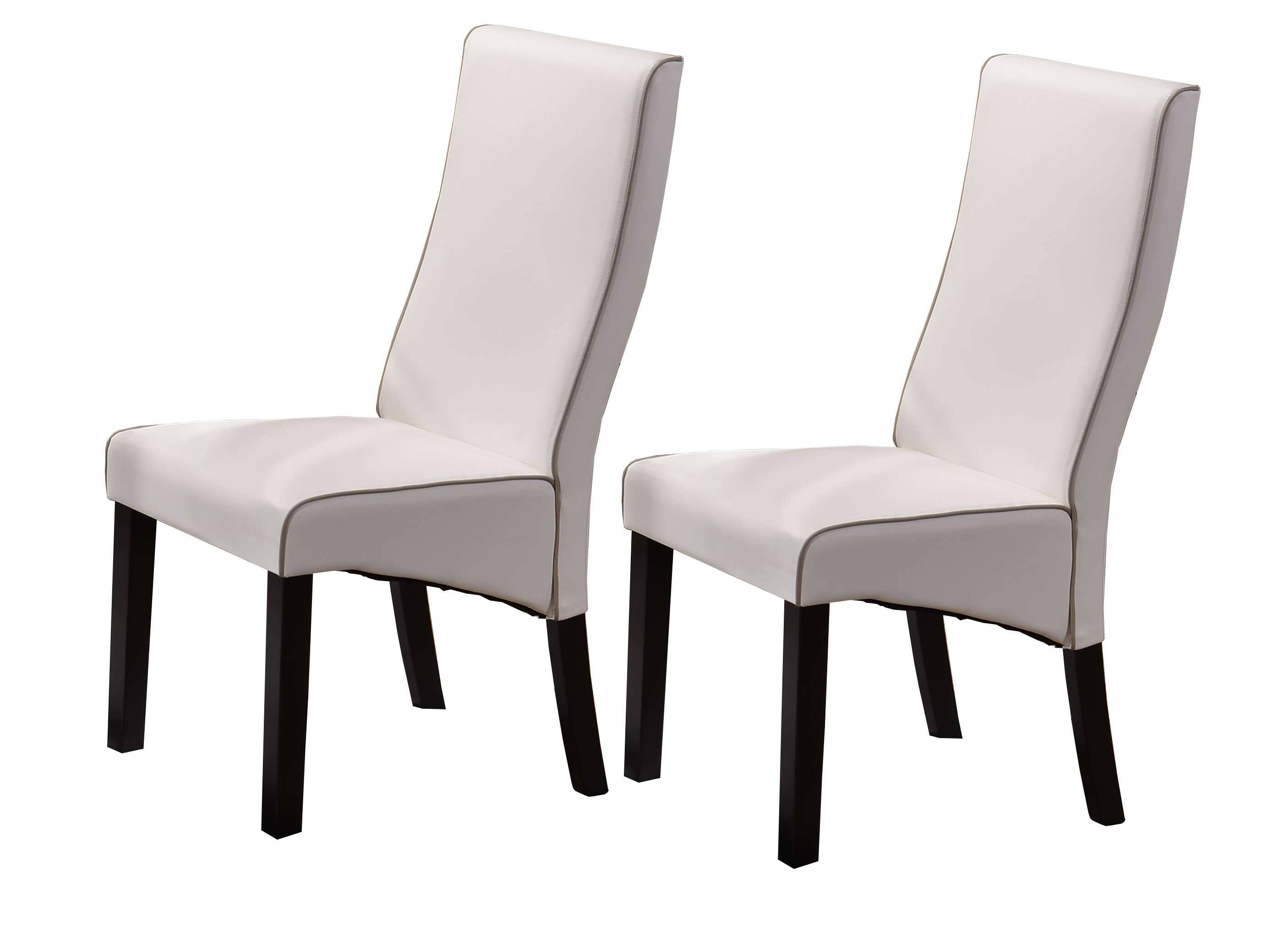 Alt View 1. Kings Brand Furniture - Set of 2 Contemporary Dining Chairs Faux Leather Upholstery, Cappuccino Wood Legs - White / Cappuccino Legs.