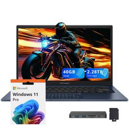 ASUS - Vivobook 14" FHD Laptop,Intel i5-1334U,40GB RAM,2TB SSD+288GB Docking Station,Intel UHD Graphics,Win 11 Pro - Blue