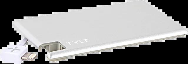 Angle. TYLT - TYLT +Slim Boost Portable Power Bank Credit Card Sized Battery Pack Silver - Silver.