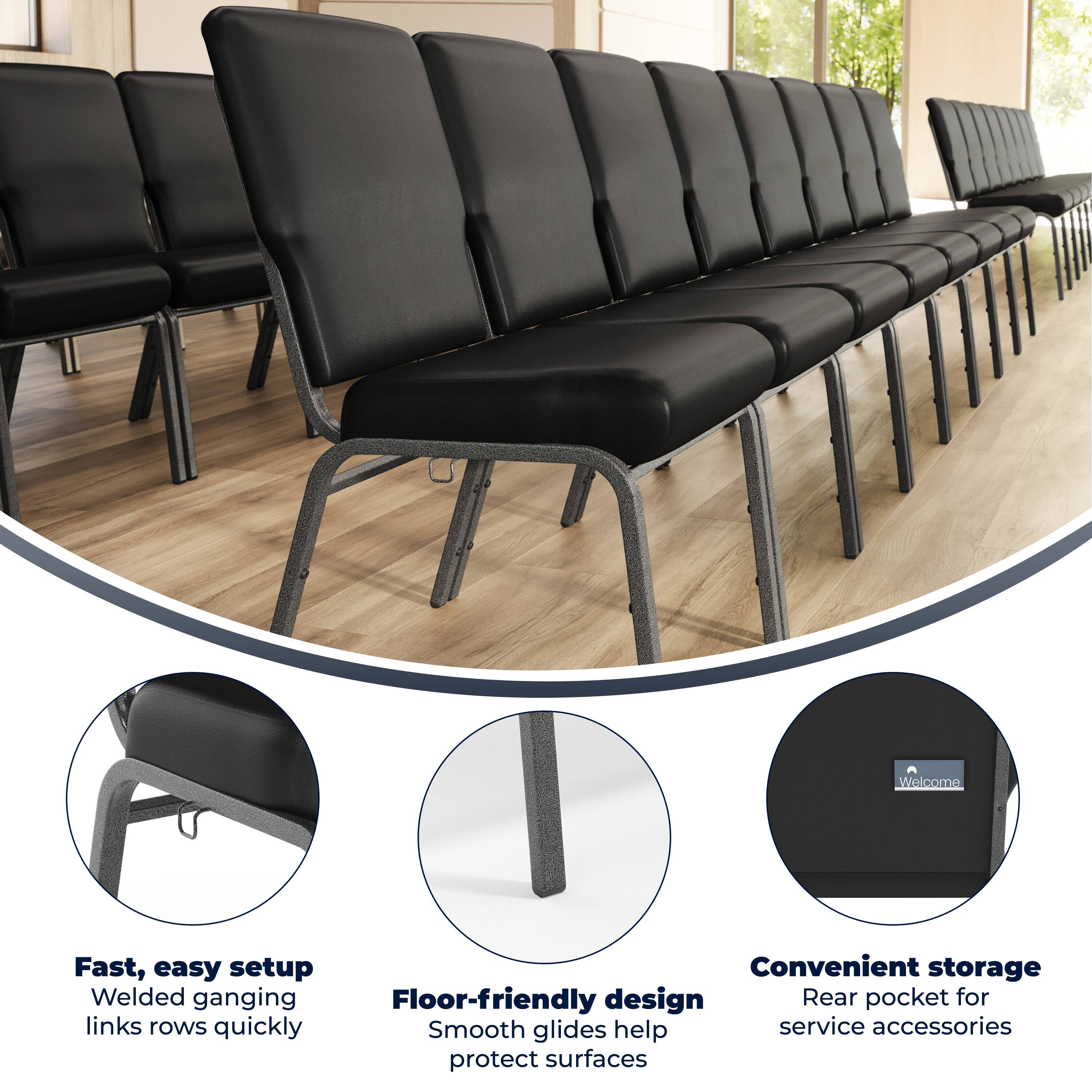 Welcome

Fast, easy setup  
Welded ganging links rows quickly

Convenient storage  
Rear pocket for service accessories

Floor-friendly design  
Smooth glides help protect surfaces
