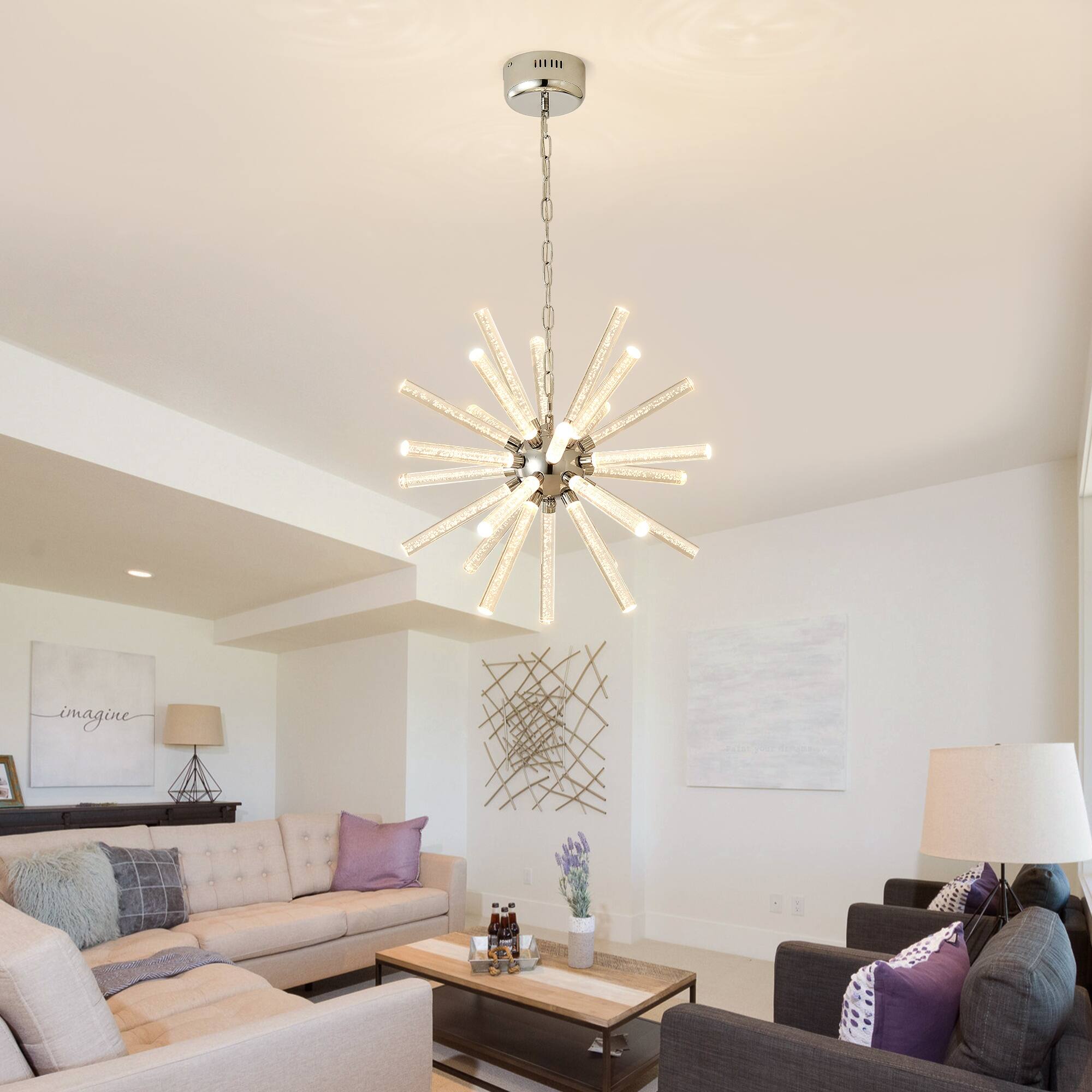 Alt View 3. Boyel Living - 24 Light Bubble Pillar Chandelier Adjustable Pendant Lights Living Room Dining Room.