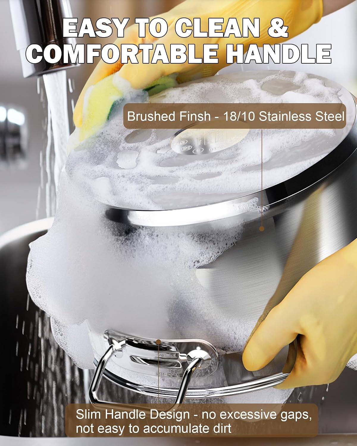 EASY TO CLEAN & COMFORTABLE HANDLE

Brushed Finish - 18/10 Stainless Steel

Slim Handle Design - no excessive gaps, not easy to accumulate dirt